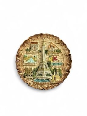 Paris Landmarks 3D Wall Plate – Eiffel Tower Travel Decor